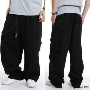 Mens Casual Overalls Loose Straight Cargo Pants Outdoor Hip hop Trousers New