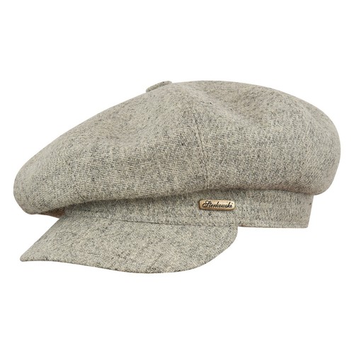 Sterkowski BIG APPLE Harris Tweed 100% Wolle Mutze Original Schirm Hellgrau - Picture 3 of 6