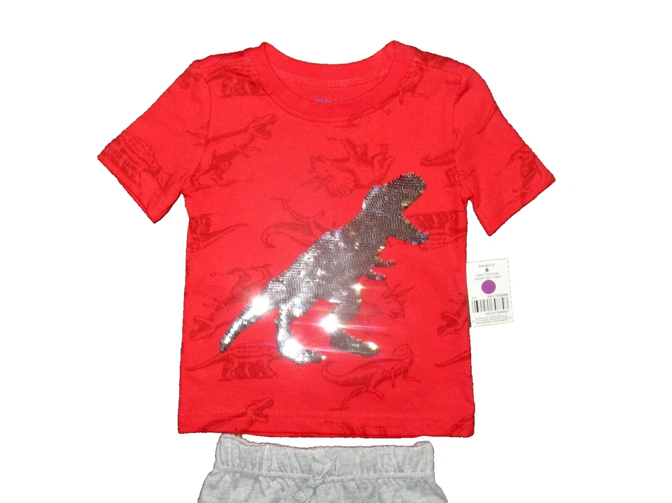 Conjunto Corto Lentejuelas Abatibles Dinosaurio Kidgets Bebé Niño Talla 12M Nuevo con Etiquetas Foto 3 de 4