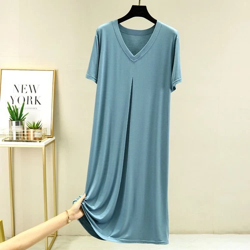 Mujeres Manga Corta Camisón Camisa para Dormir Camiseta Pijama Prenda para el torso Vestido Camiseta Camisón - Imagen 9 de 30