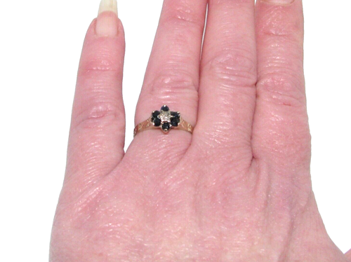 Mujer 9ct 9carat Oro Amarillo Zafiro y Diamante Anillo Reino Unido Tamaño L 1/2 - Imagen 6 de 9