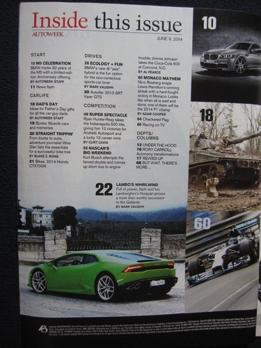 AutoWeek Magazine June 9, 2014 Cars are Life Racing is Life - Picture 2 of 2