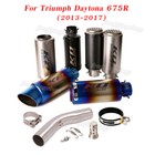 Exhaust System Mid Link Pipe 51mm Muffler Tips For Triumph Daytona 675R 2013-17