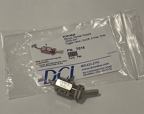 DCI Dental Toggle Valve, On/Off, 3-Way For Air Only, panel mount, Gray ...