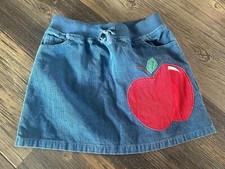 Mini Boden Blue Corduroy Skirt With Apple Girls 7 / 8 Y School