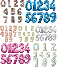 34" LARGE NUMBER FOIL BALLOONS HELIUM 0-9 AGE BIRTHDAY PARTY AMSCAN SUPERSHAPE