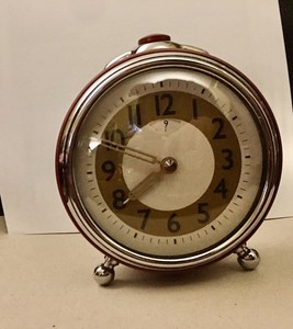 Pottery Barn Kids Retro Push Button Alarm Clock Battery Red