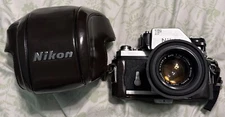 Nikon F Photomic 35mm SLR Film Camera W/ 50mm Lens & Case EUC Tested Rare Read
