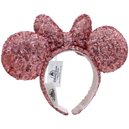 Tokyo Disney- Parks Full Pink Sequin Minnie Mickey Mouse Ears Bow Headband NWT - Picture 3 of 7