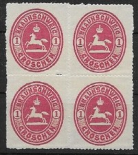 Altdeutschland Braunschweig MiNr 18 postfrisch ** im Viererblock