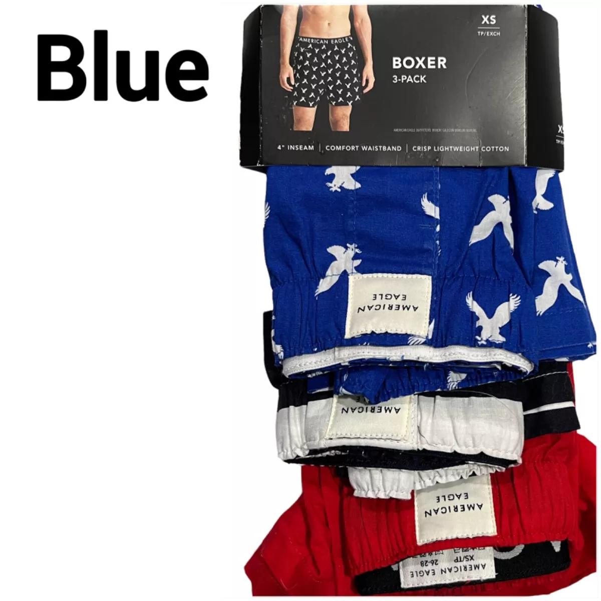 NWT AMERICAN EAGLE Men's Boxer Underwear 3-Pack 4 Inseam Sz XS-XL Available