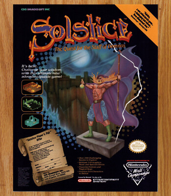 Solstice Puzzle RPG Nintendo NES - Video Game Print Ads Poster Promo Art 1990