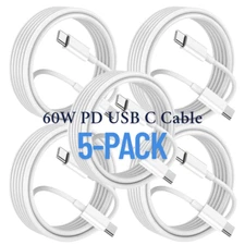 Lot 60W PD USB-C to USB-C Cable 3/6FT Fast Charger For Samsung iPhone 15 16 Pro