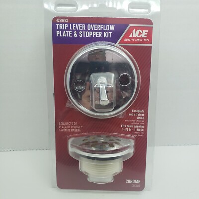 ACE Trip Lever Overflow Plate & Stopper Kit Chrome  #4229993
