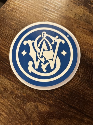 Smith & Wesson runder Vinyl Logo Aufkleber Abziehbild marineblau & weiß - neu