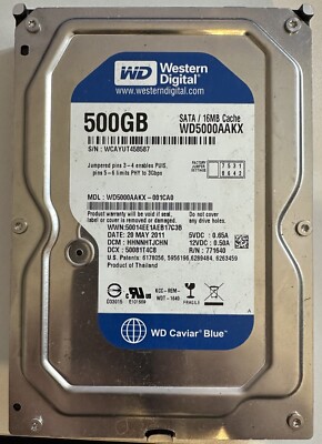 Western Digital 500GB,Intern,7200 RPM,3,5 Zoll (WD5000AAKX) Festplatte SATA