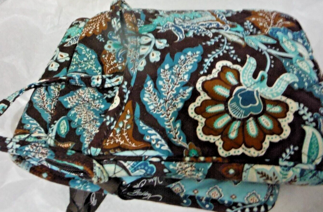 VERA BRADLEY Mini Hipster Java Brown Teal Blue Cr… - image 3