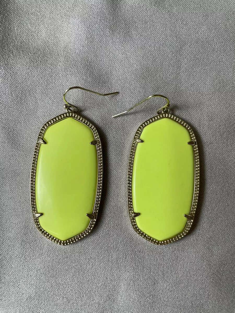Kendra Scott Danielle Earrings in Neon Yellow Magnesite w Gold