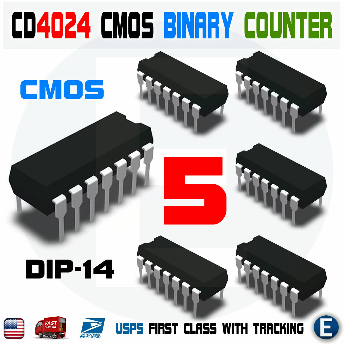 5PCS CD4024BE CD4024 DIP-14 7-Stage Ripple-Carry Binary Counter IC CMOS