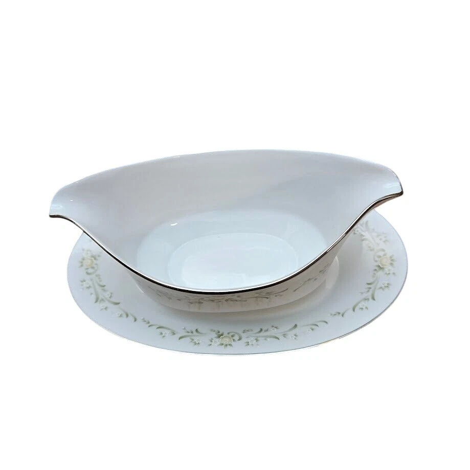 SANGO China Gravy Boat Placa Base Adjunta Patrón Debutante Borde Dorado Foto 3 de 4