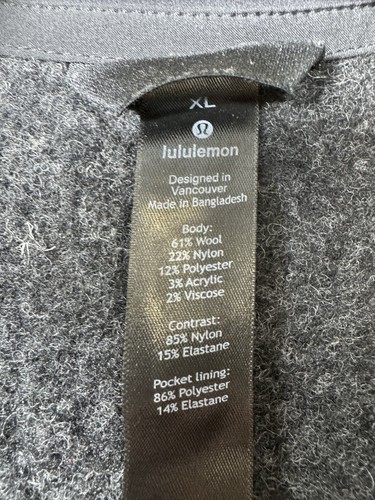 Lululemon Men Tundra Trek 1/2 Zip M3BT0S Wool Blend Mens XL Dark Gray - Picture 6 of 7