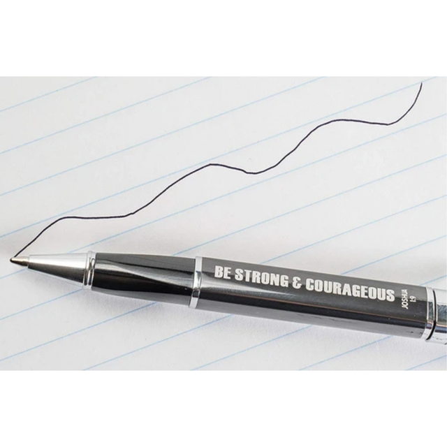Joshua 1 9 Be Strong and Courageous Scripture Engraved Refillable Pen