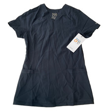 Barco One Scrub Top Womens Size XS Grey Uniform 3 Pocket Splice Perforated Knit
