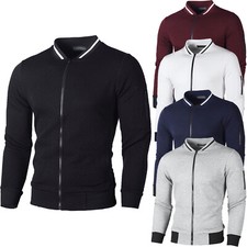 Mens Full Zip Up Sweatshirt Outwear Long Sleeve Pullover Top Jacket Coat Hoodies