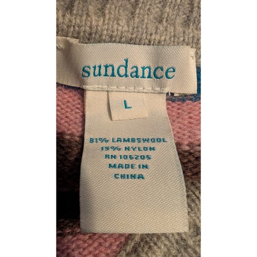Womens Sundance Crewneck Lambswool Blend Sweater Striped Blue Green Gray Tan L L - Imagen 5 de 5