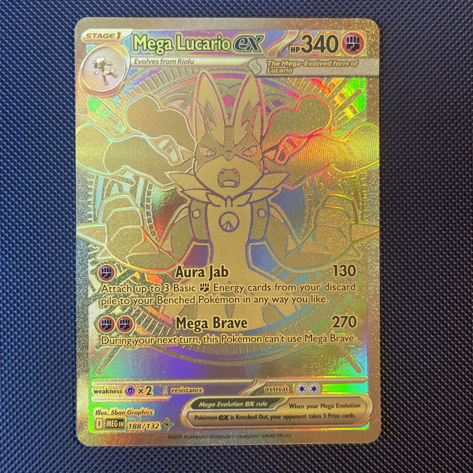 Pokémon TCG Mega Lucario EX Mega Evolution 188/132 Gold Rare