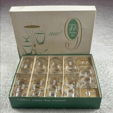 Vintage MCM Libbey Hostess Set 9 glasses Patr...