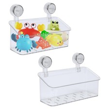2 Pack Bath Toy Storage Organizer,Bathtub Toy Holder with Drain Holes,clear P...