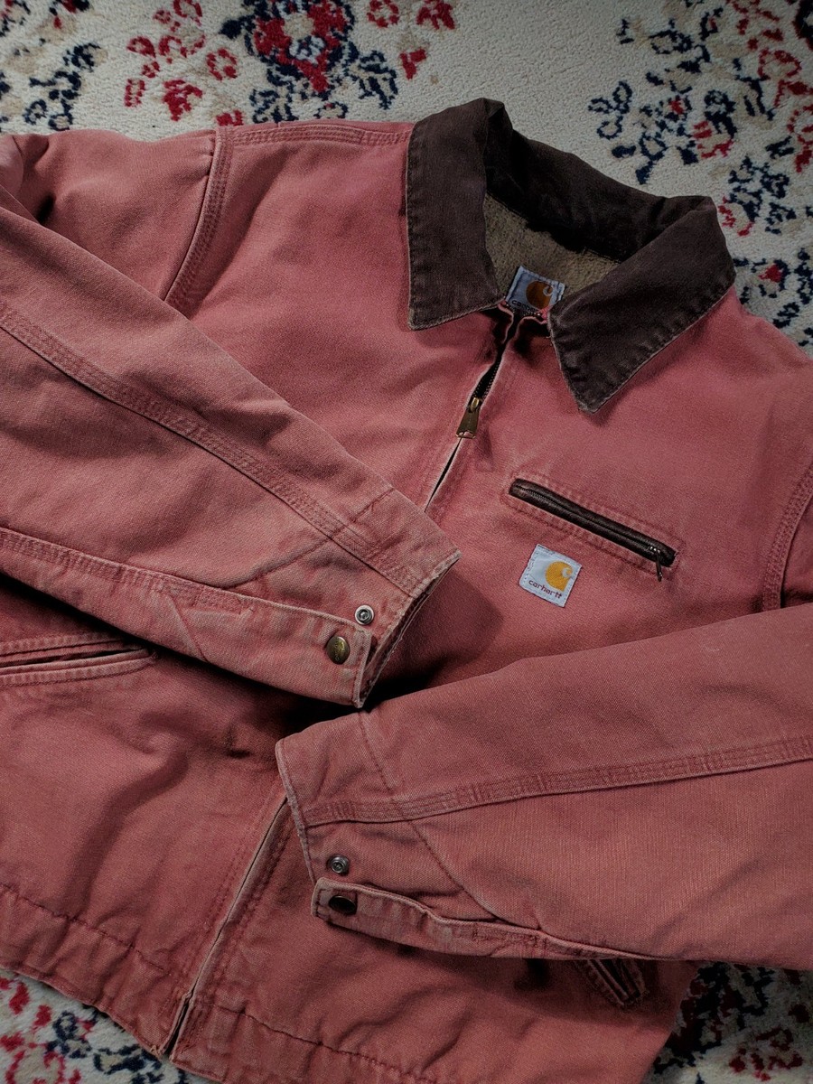 Carhartt WJ097 VRS Detroit Jacket Vintage, Salmon, Size Large Pink