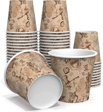 6 oz Paper Cups for Coffee and Tea - Decorated 50 Count (Pack of 1), Brown 
