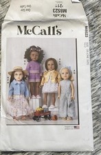 18 " Doll Clothing Pattern Set McCall s M8523 uncut