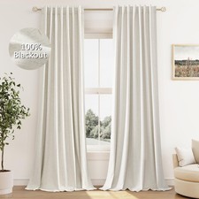Guken Cream Linen Blackout Curtains 84 Inch 52"W x 84"L Pack of 2 , Natural