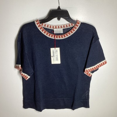 Maison Montagut Morwena Linen Round Neck T-Shirt Blue Medium
