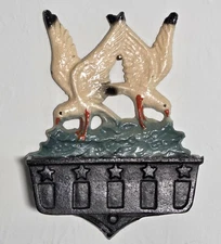 Antique Cast Iron Seagull Wall Mount Match Holder Cast Iron