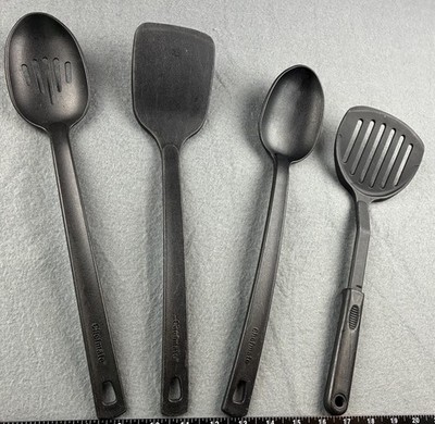 ChefMate 3 Utensils Black Spoon, Slotted Spoon, Spatula 14  Long Plus 1 No Brand