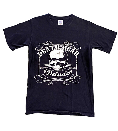 Vintage Y2K Death Head Deluxe Black Skull T-Shirt "Loyal Until The Death Small