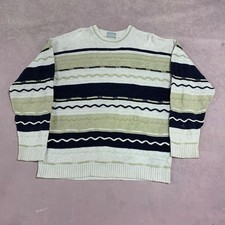 Vintage Knitted Jumper Abstract Patterned Grandad Knit Sweater Men's M