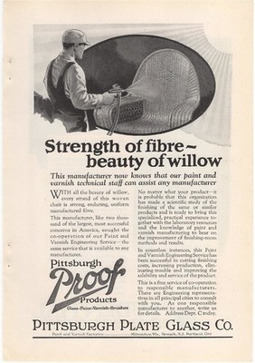 Pittsburgh Paint and Varnish Strength of Fiber Beauty of Willow 1925 Vintage Ad 