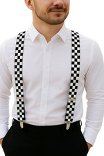 Suspenders for Men - Adjustable Elastic Mens Suspenders with Heavy Duty Strong C