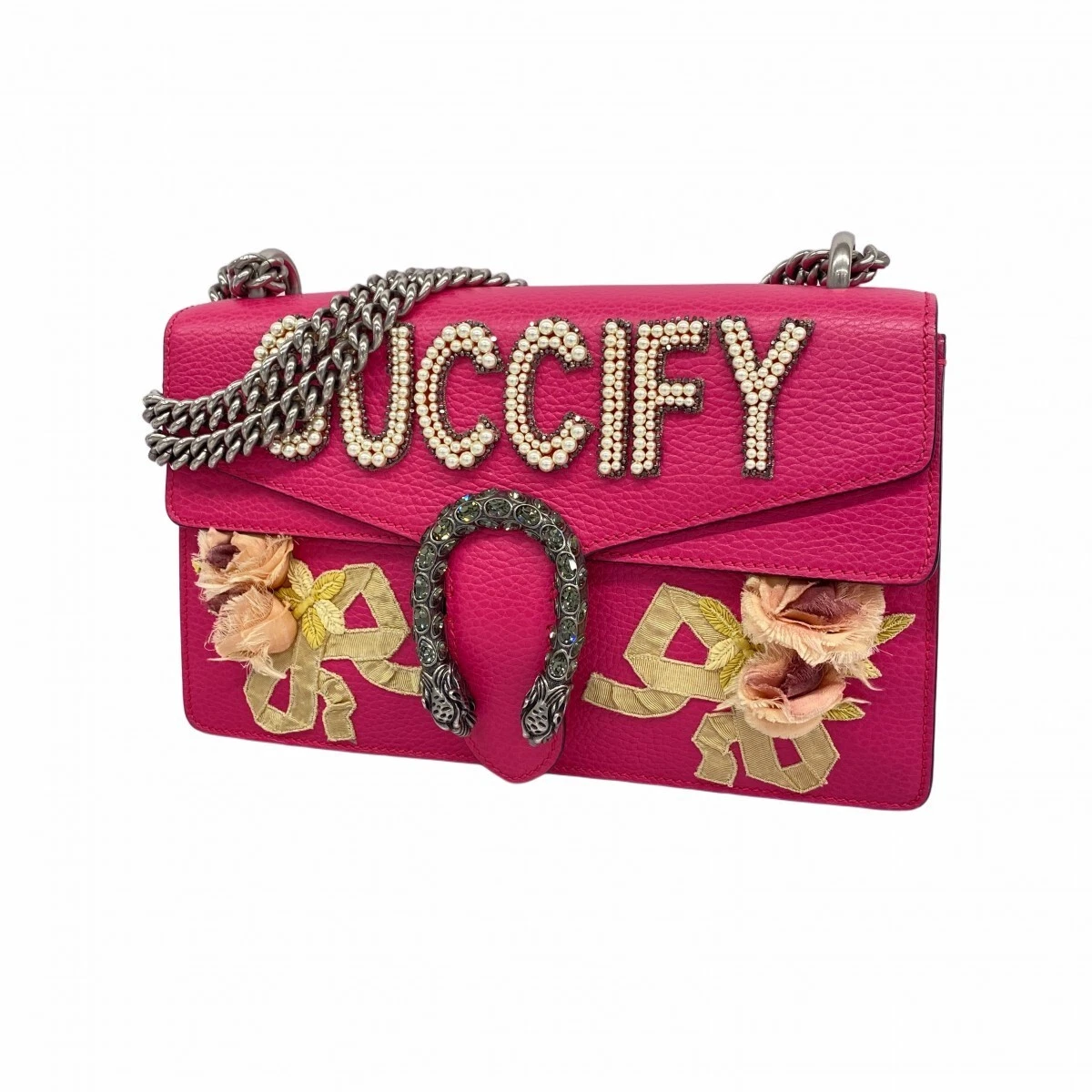 Sac à bandoulière GUCCI Duonysos 400249 cuir rose argent quincaillerie 480860