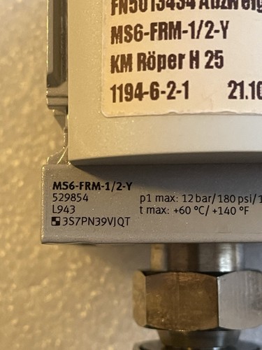 Festo MS6-FRM-1/2-Y 529854 Abzweigmodul+ Druckschalter PEV-1/4-BOD 175250 - Bild 2 von 7