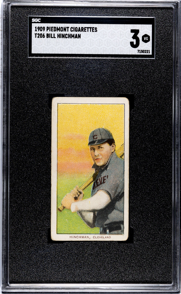 1909-1911 T206 White Borders Bill Hinchman Cleveland Pied 150/25 Back SGC 3 VG!