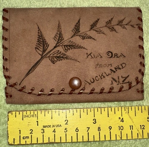 Antigua bolsa de cuero de recuerdo de principios de 1900 - Auckland Nueva Zelanda - Imagen 5 de 6