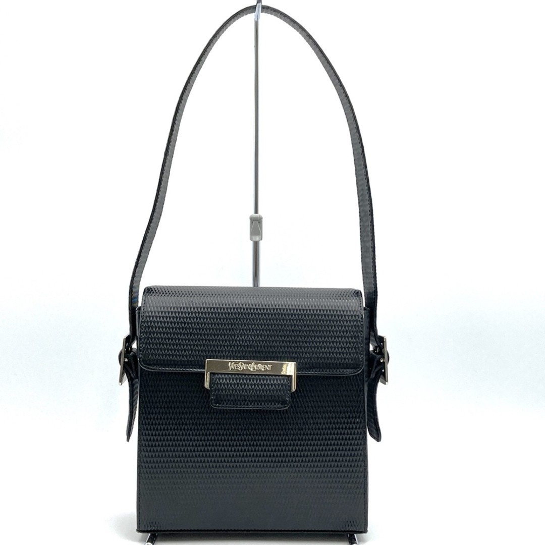 Yves Saint Laurent Black Leather Embossed Shoulder Bag for Women