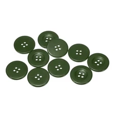 10pcs Resin Sewing Buttons 1-1/4" Round Flat 4-Hole Craft Buttons Dark Green