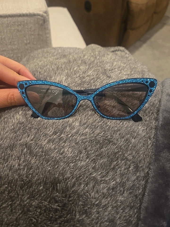 Marco de gafas OGI Evolution 4307 diseñador ojo de gato dramático azul brillante brillante brillante Foto 2 de 4